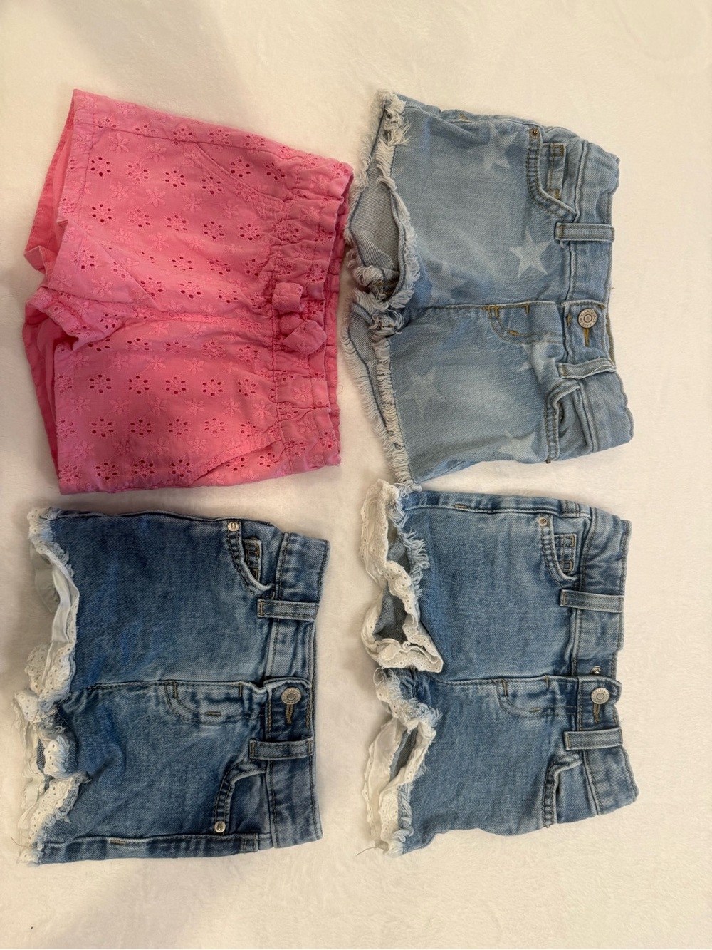 Cat & Jack Pink Eyelet and Denim Shorts Set